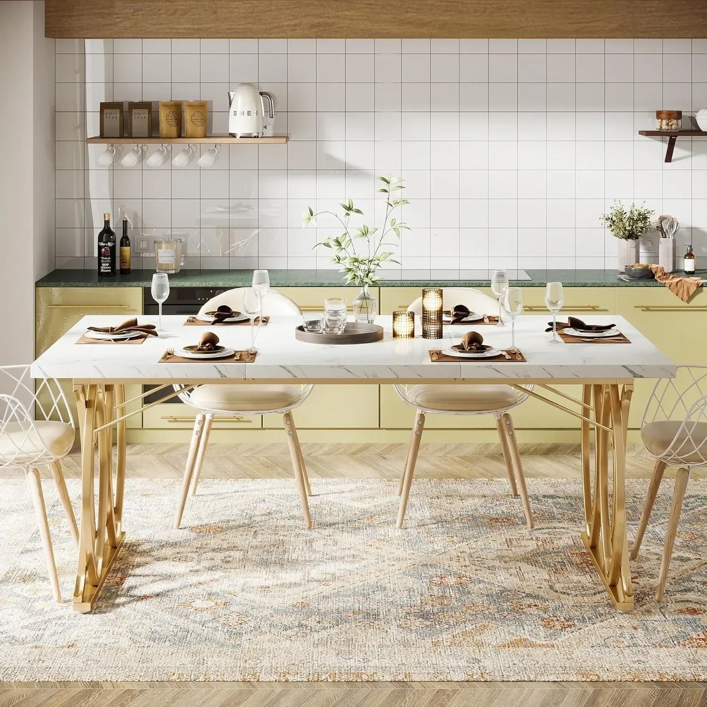 Little Tree Modern Dining Table Rectangular Kitchen Dining Furniture