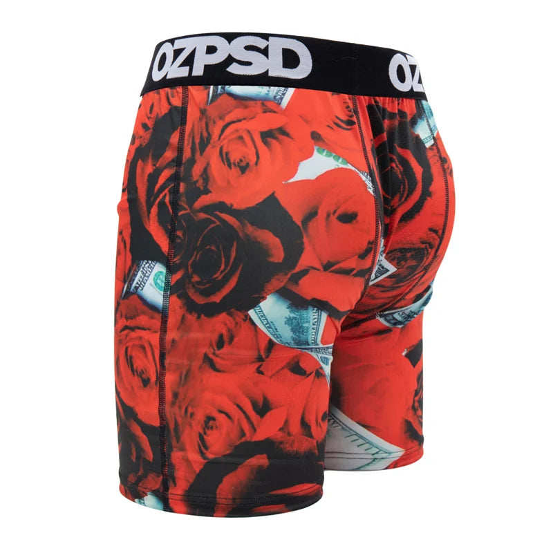 Men Boxer Shorts Set 5 Pcs Breathable Print Underwear Trunks