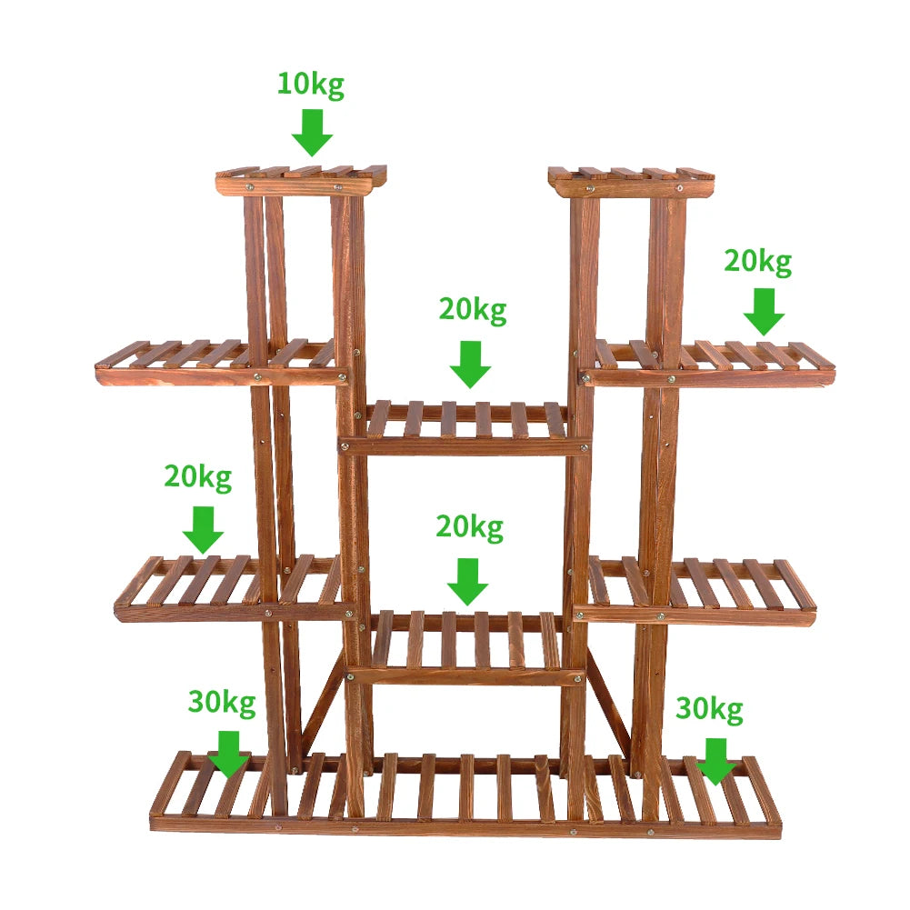 Wisfor Wooden Plant Shelf Multi-Tier Pot Stand Indoor Outdoor Display