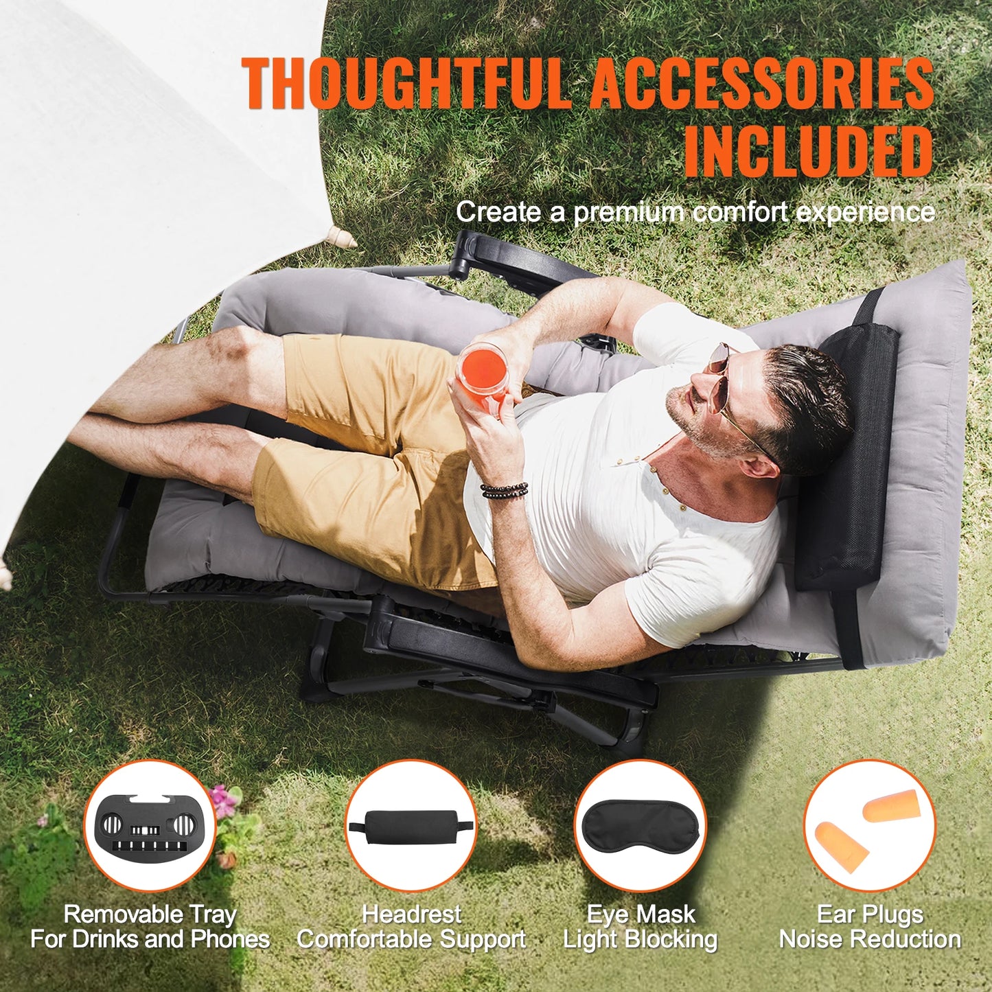 SucceBuy Zero Gravity Chair Outdoor Recliner With Footrest And Cupholder