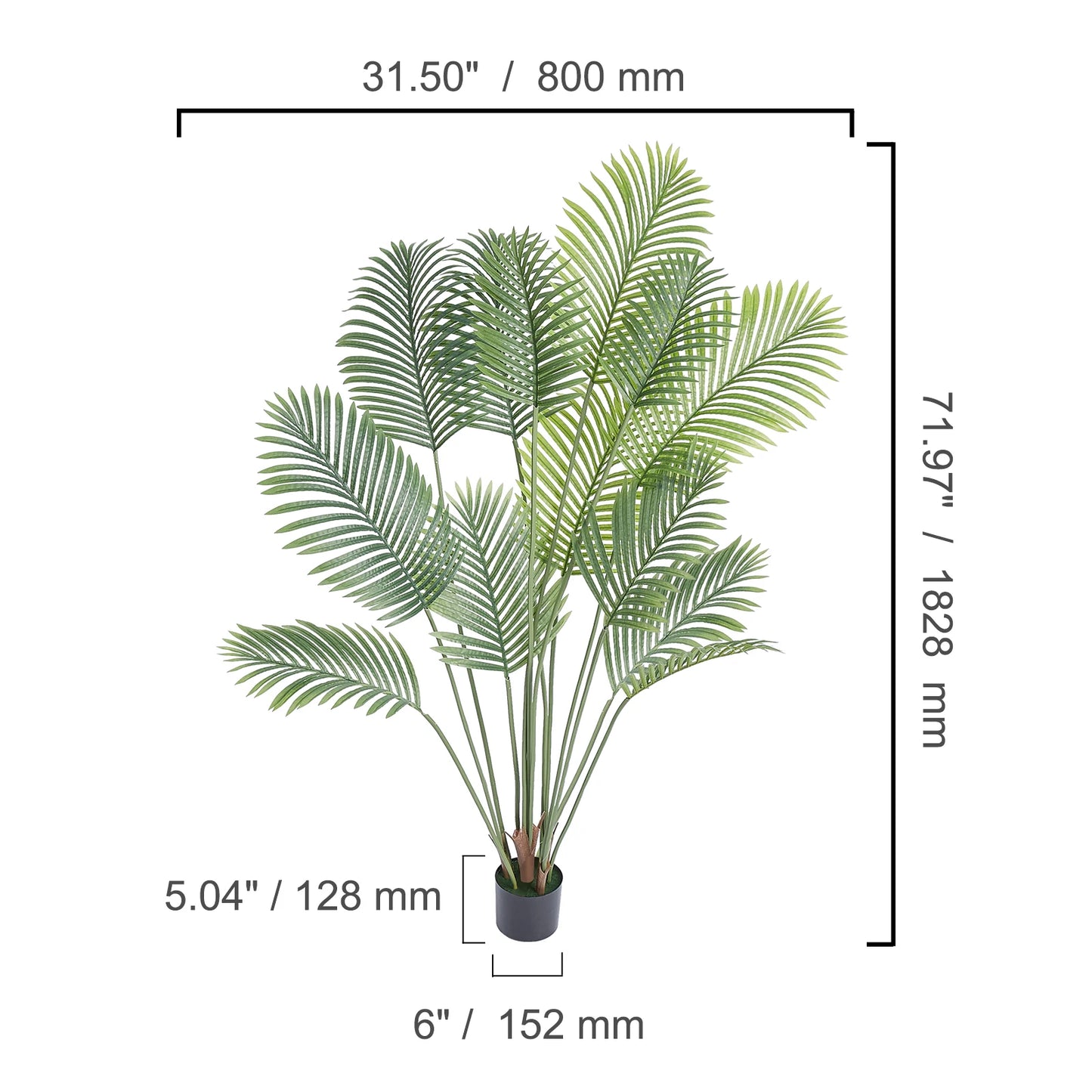 Artificial Palm Tree Faux Plant With Anti Tip Protection