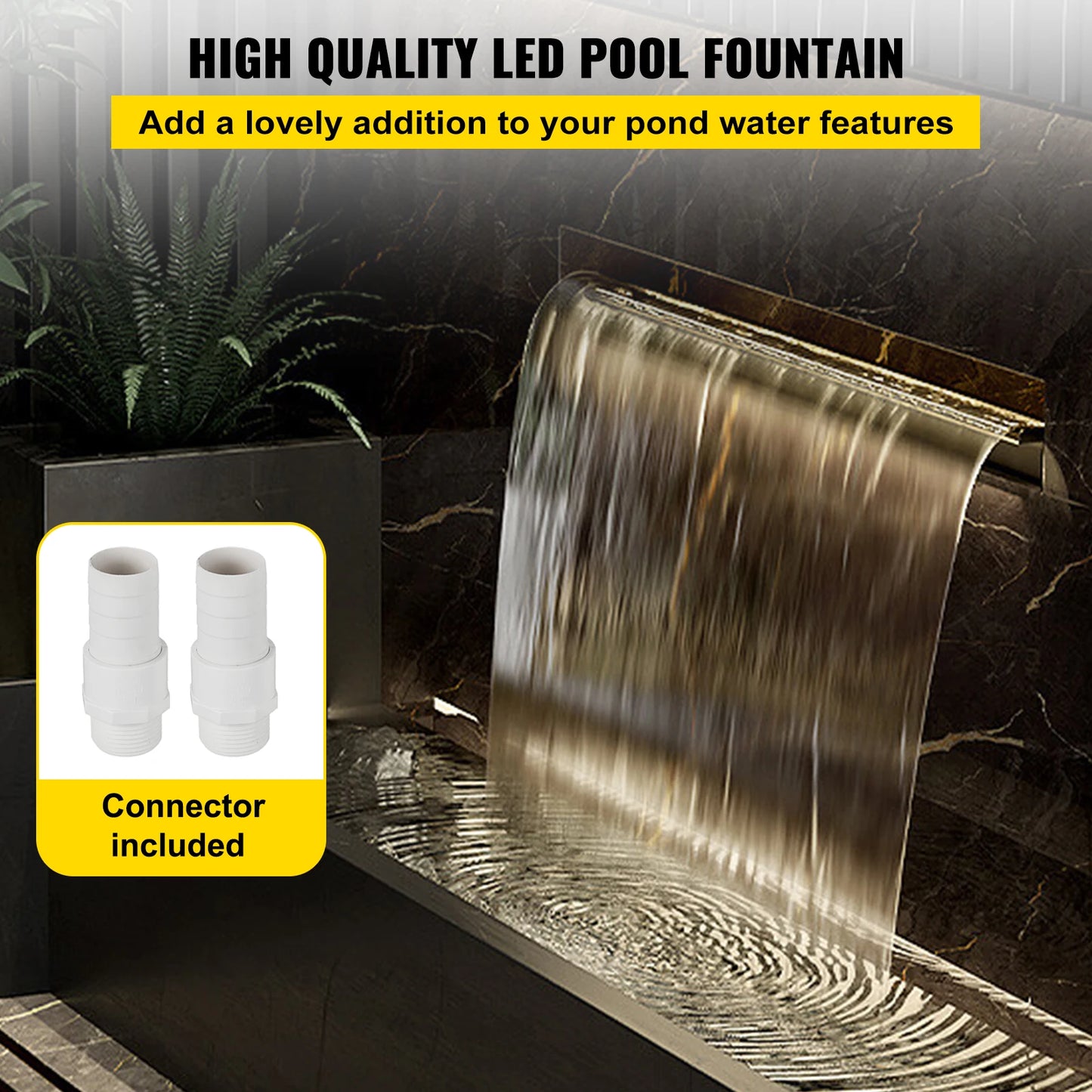 Pool Fountain Waterfall With LED Light For Pond And Garden