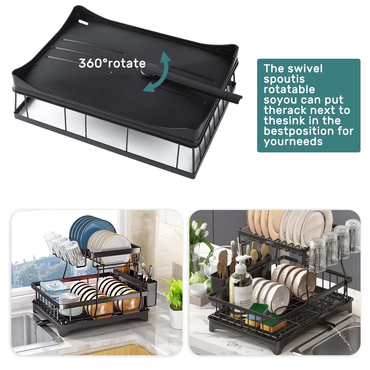 Metal Removable Dish Drying Rack For Kitchen Countertop