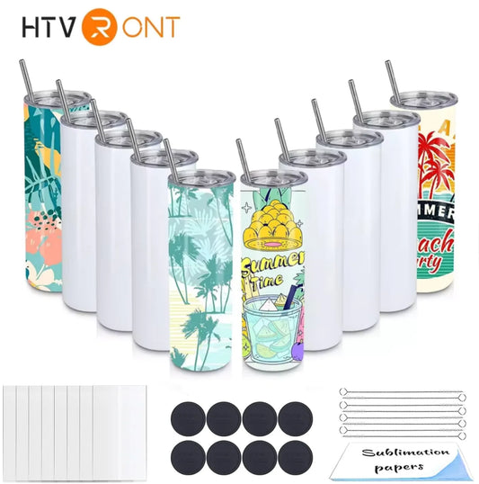 8 Pack Sublimation Tumbler Blanks Skinny Straight Stainless Steel Insulated