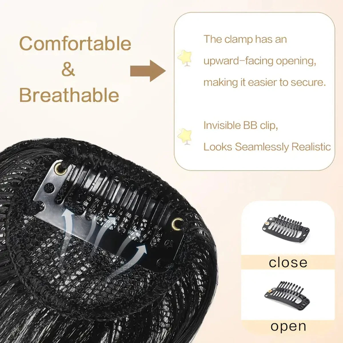 Synthetic Slanted Bangs Clip In Hair Extensions for Women