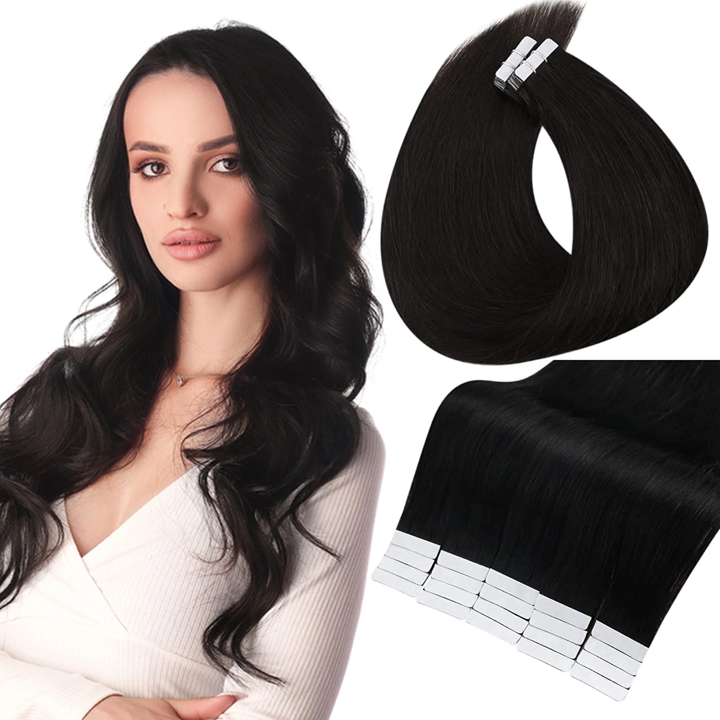 Full Shine Hair Tape In Remy Natural Human Hair Extensions