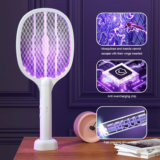 MOJOYCE 2in1 Electric Fly Swatter And Mosquito Trap Lamp Rechargeable