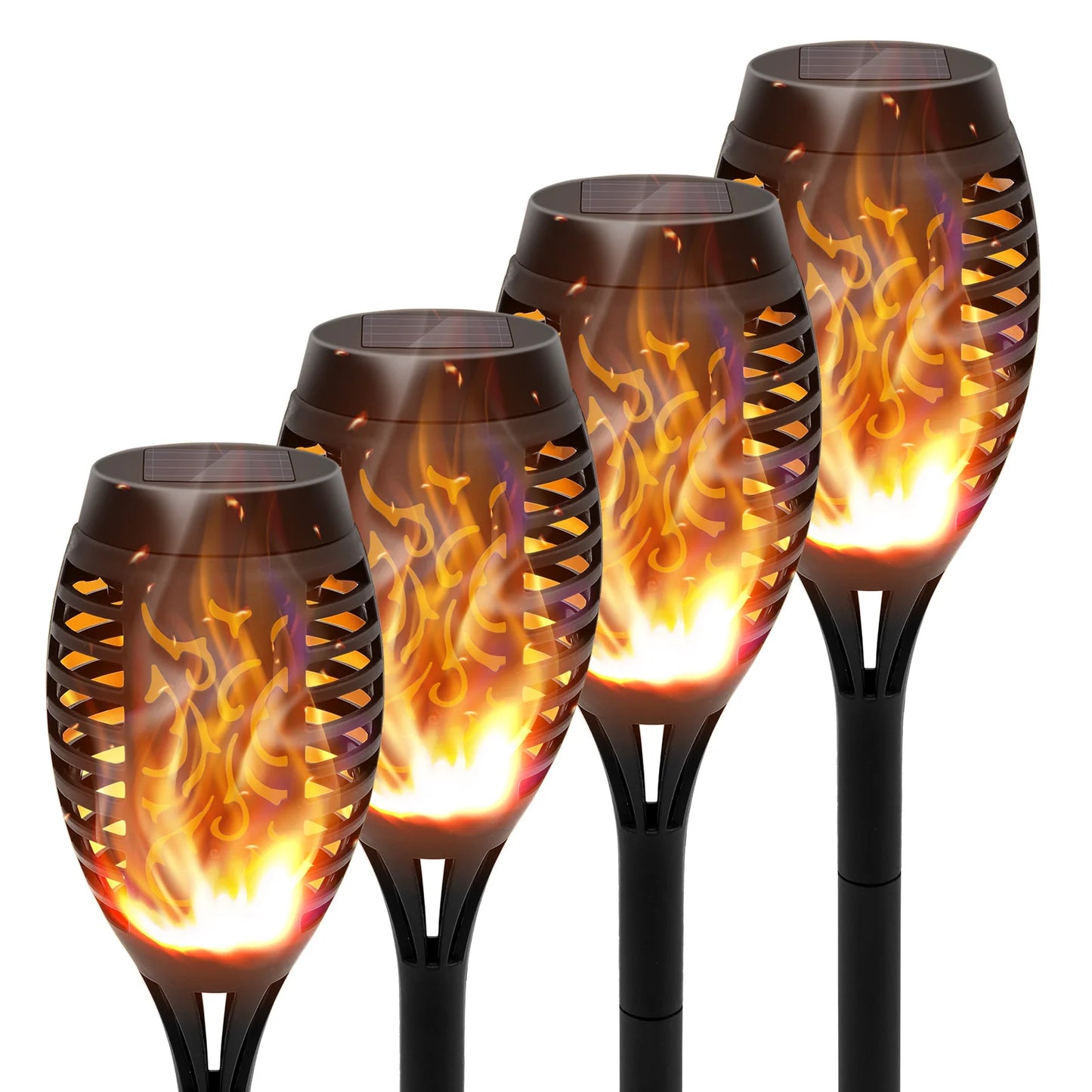 Solar Torch Lights With Flickering Flame Outdoor Waterproof Garden Path