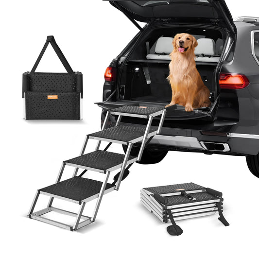 SucceBuy Folding Dog Car Steps Portable Pet Stair SUV
