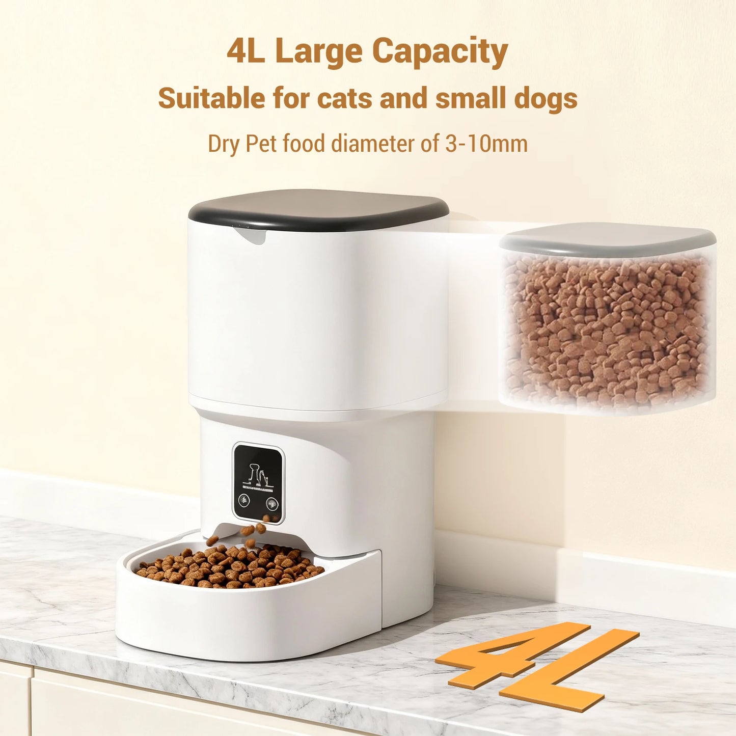 HiMISS 4L Programmable Automatic Pet Feeder For Small Dogs Cats