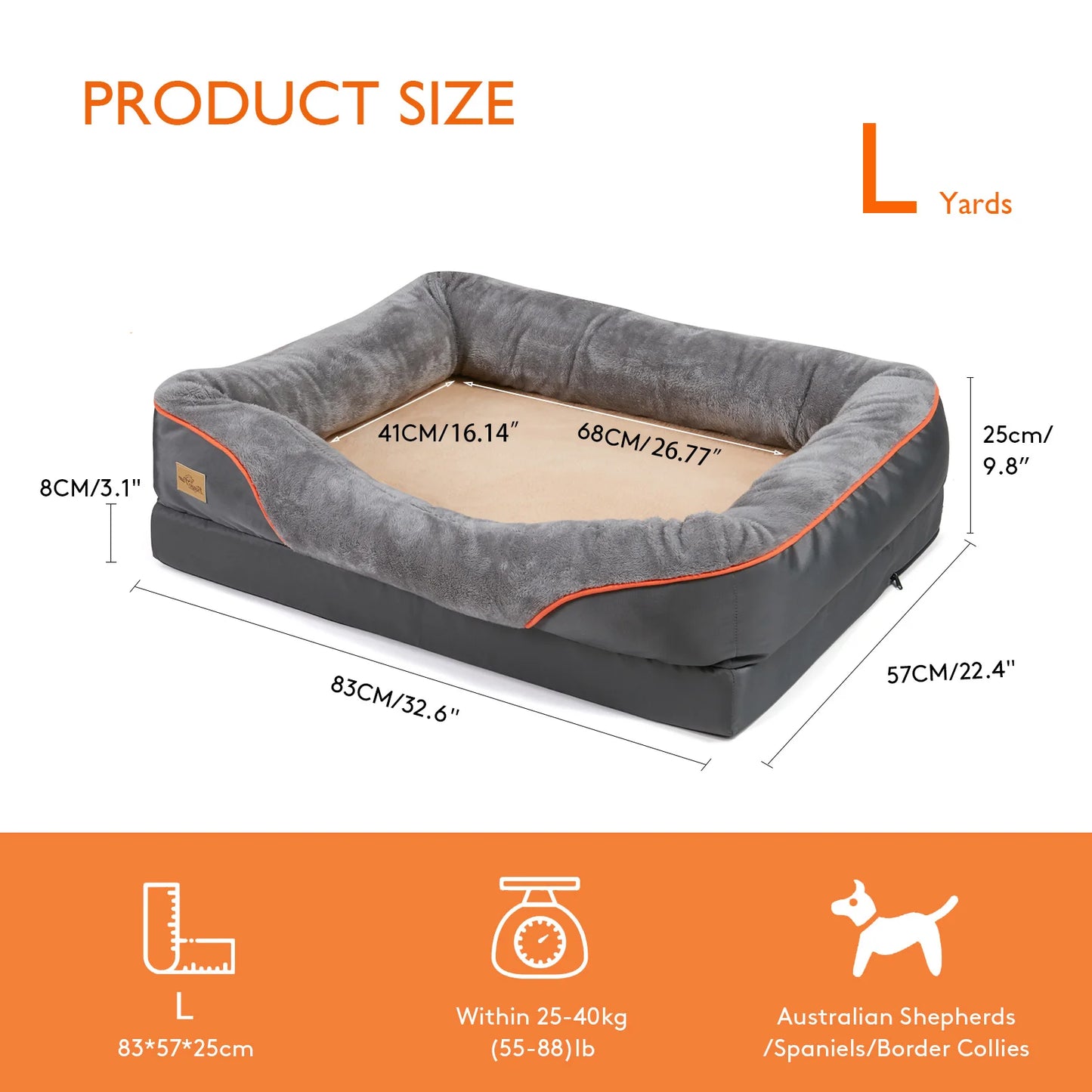 BINGOPAW Dog Bed with Removable Washable Cover Anti Allergy Warm