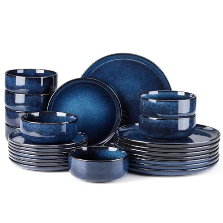 Stoneware Dinnerware Set For 4 12-Piece Dishes Microwave Safe
